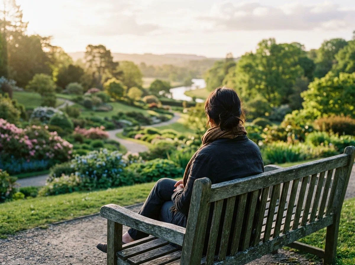 Anonymous person sitting in a park - hearing wellness routine